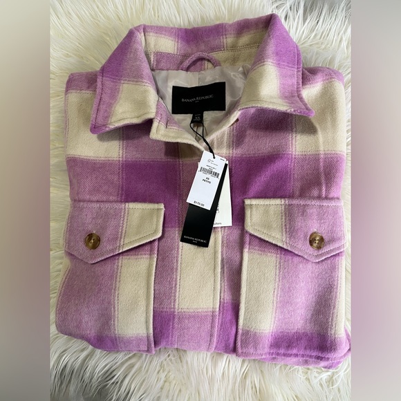 🚨HOST PICK🚨NWT Banana Republic Factory Purple Plaid Shacket - Picture 3 of 8